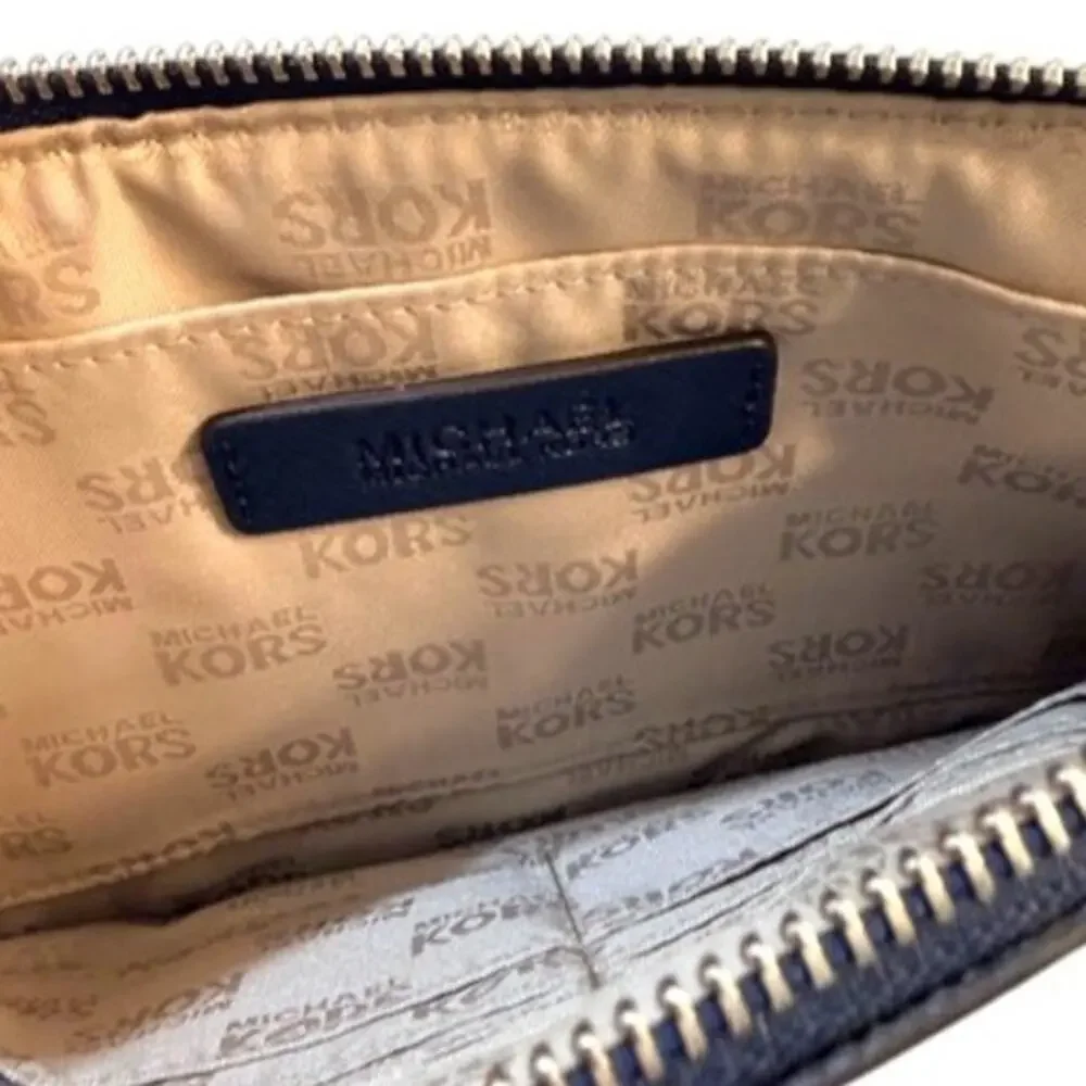 Michael Kors Navy Saffiano Microstud Wristlet Wallet EUC
